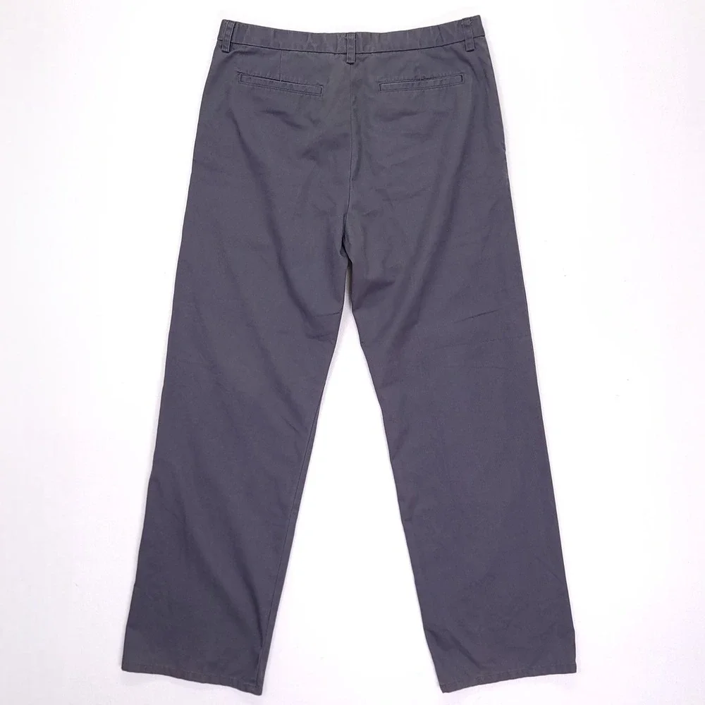 Y2K Banana Republic‎ Mens 35L Emerson Straight Leg Chino Pants Gray Flat Front